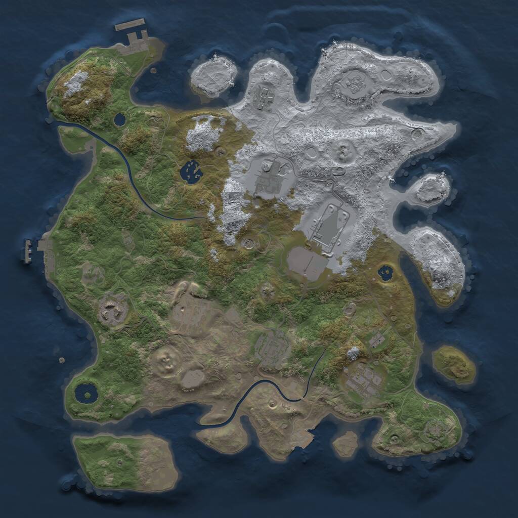 Rust Map: Procedural Map, Size: 3500, Seed: 1578470064, 14 Monuments