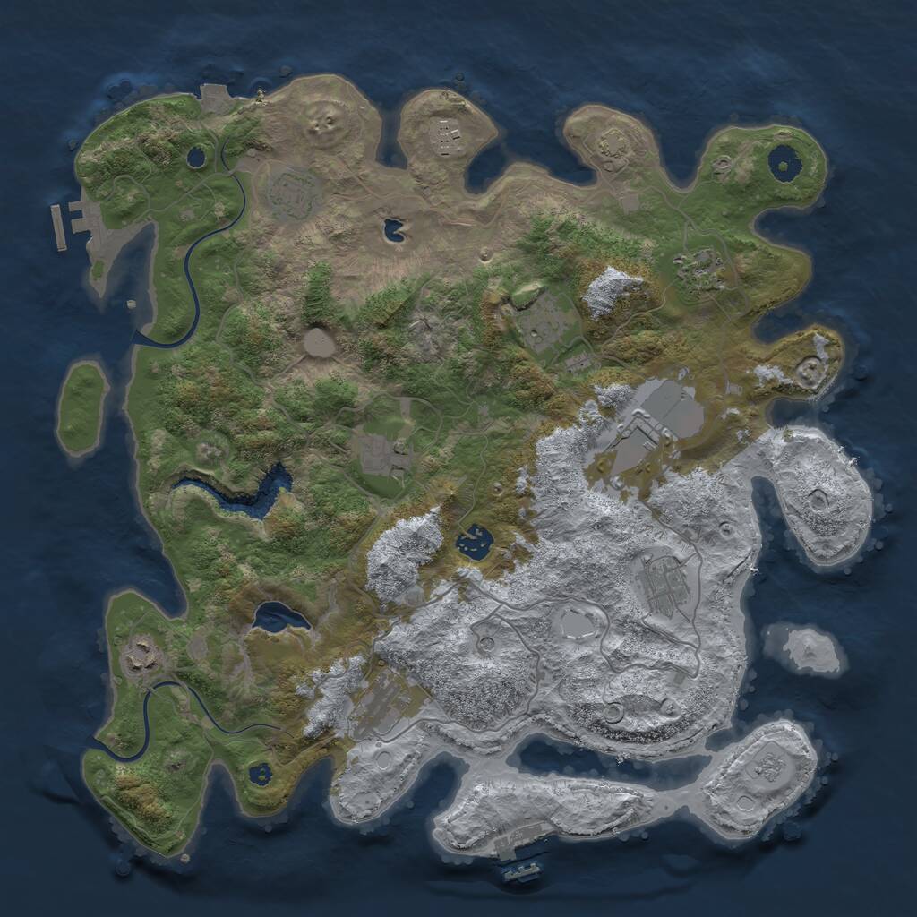 Rust Map: Procedural Map, Size: 4000, Seed: 1249860913, 16 Monuments
