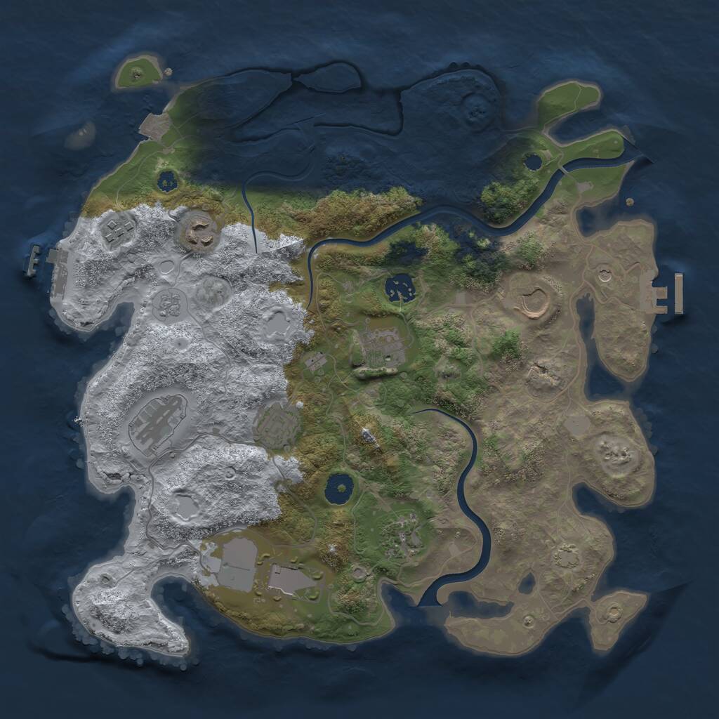 Rust Map: Procedural Map, Size: 3600, Seed: 1291481257, 15 Monuments