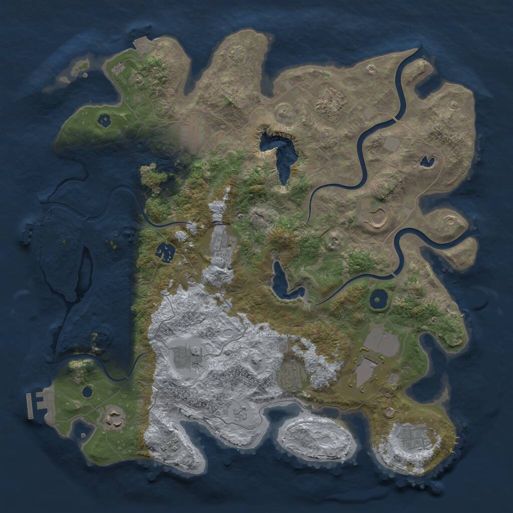 Rust Map: Procedural Map, Size: 4000, Seed: 3384132, 17 Monuments