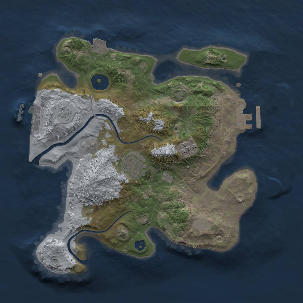 Rust Map: Procedural Map, Size: 2699, Seed: 35120303, 7 Monuments