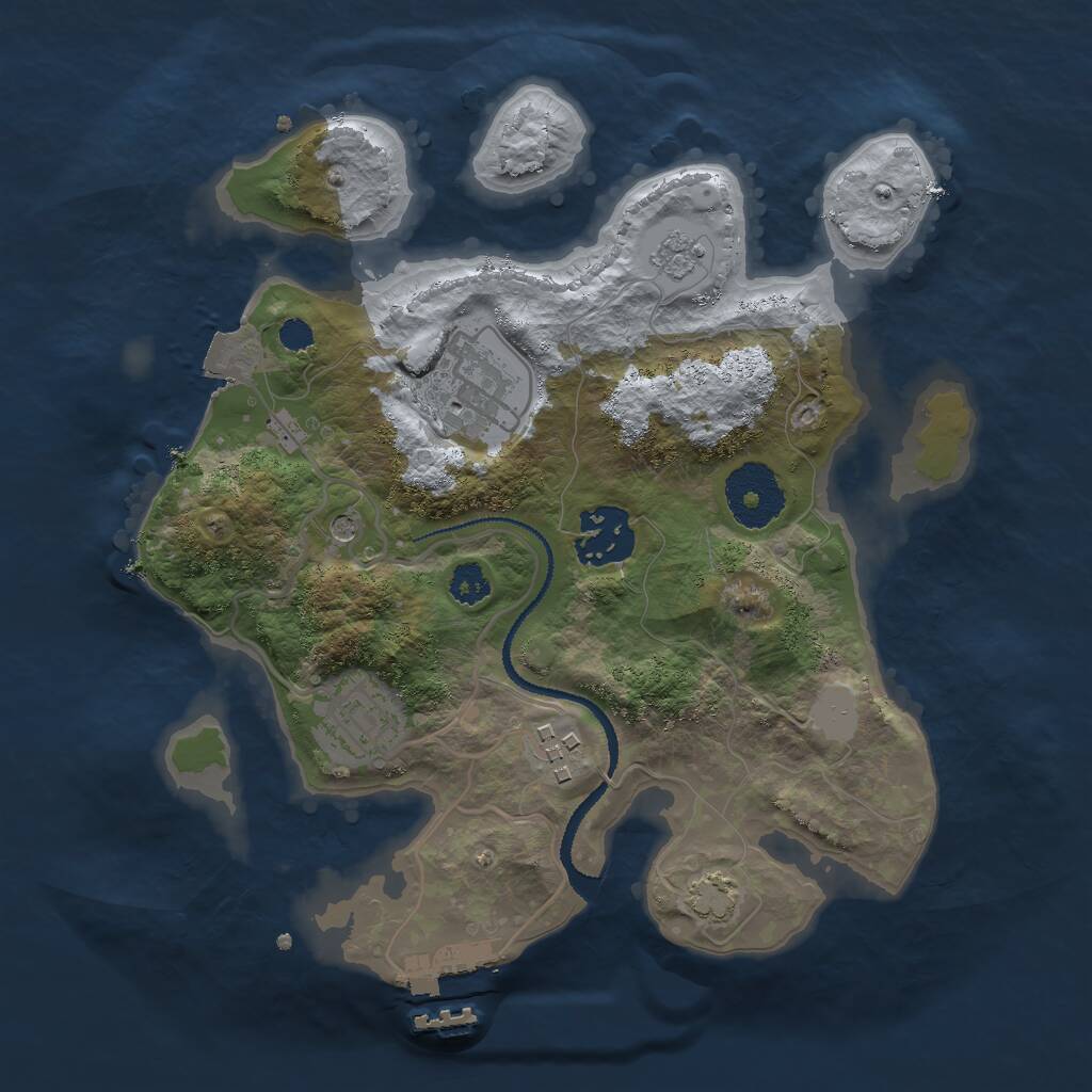 Rust Map: Procedural Map, Size: 2699, Seed: 35120305, 9 Monuments