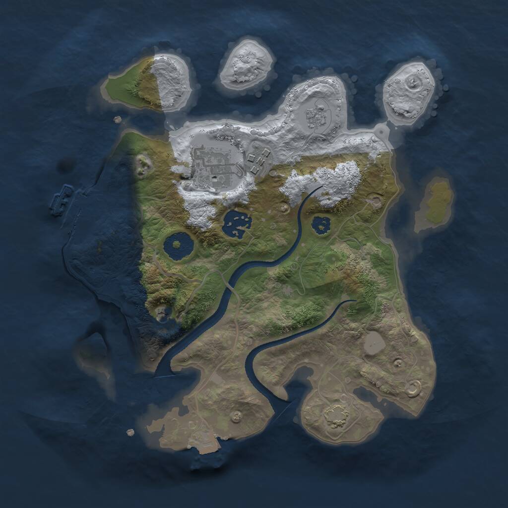 Rust Map: Procedural Map, Size: 2699, Seed: 35120305, 8 Monuments