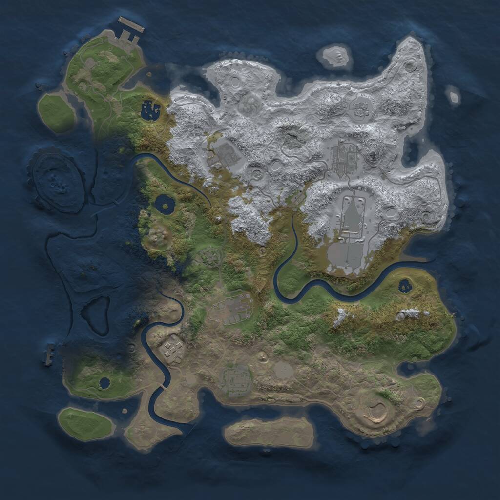 Rust Map: Procedural Map, Size: 3700, Seed: 302613336, 14 Monuments