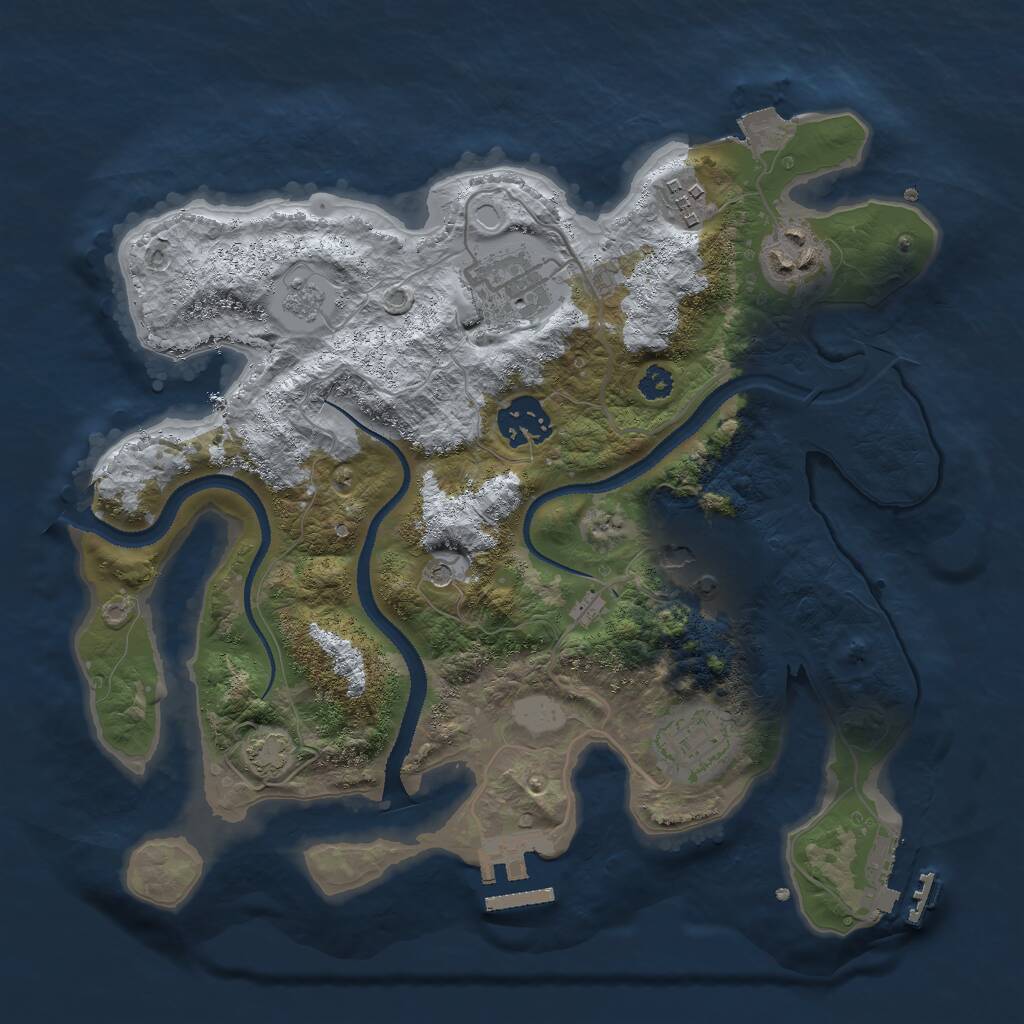 Rust Map: Procedural Map, Size: 3000, Seed: 28882, 12 Monuments