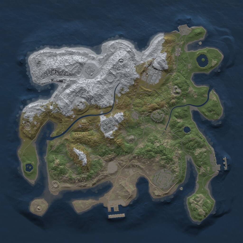 Rust Map: Procedural Map, Size: 3000, Seed: 28882, 8 Monuments
