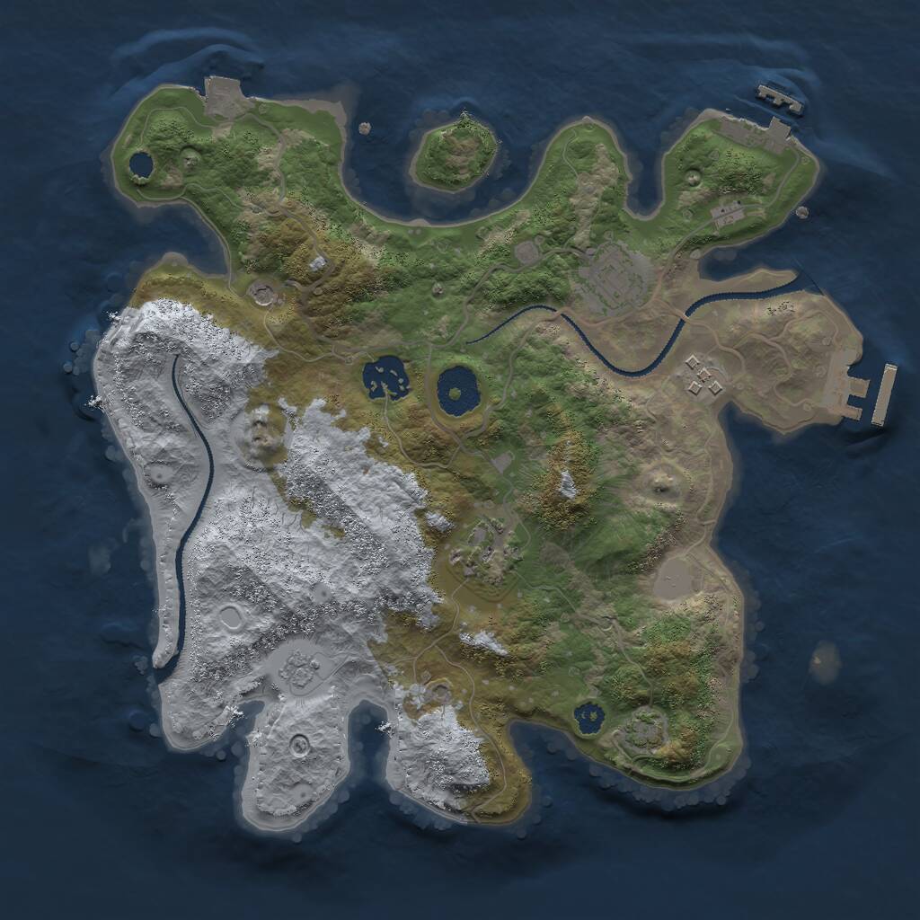 Rust Map: Procedural Map, Size: 3000, Seed: 1291656870, 10 Monuments