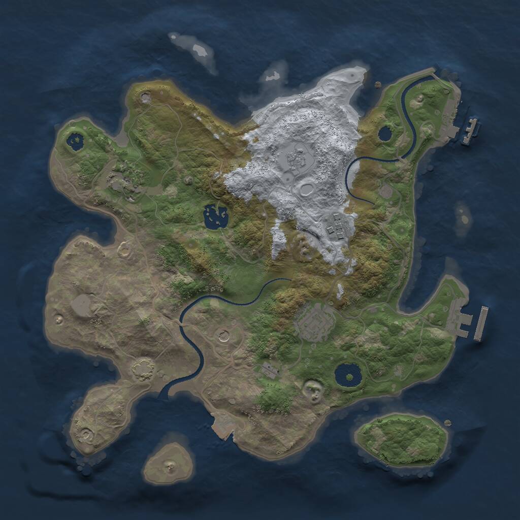 Rust Map: Procedural Map, Size: 3000, Seed: 622104438, 10 Monuments