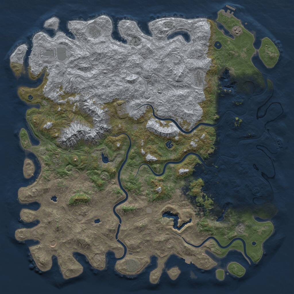 Rust Map: Procedural Map, Size: 6000, Seed: 374176559, 17 Monuments