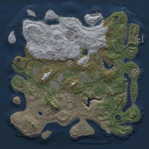 Thumbnail Rust Map: Procedural Map, Size: 4100, Seed: 563757, 15 Monuments