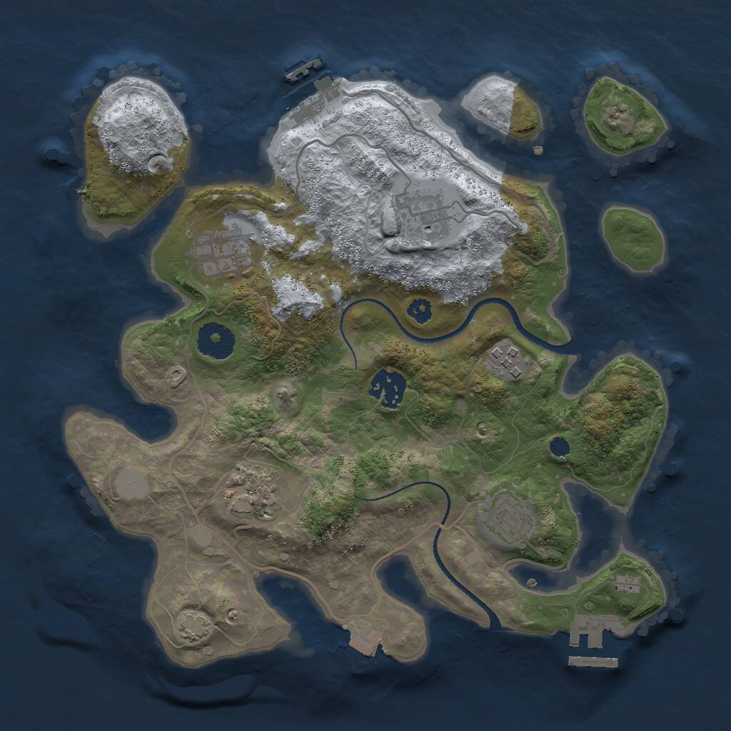 Rust Map: Procedural Map, Size: 3000, Seed: 17302456, 10 Monuments