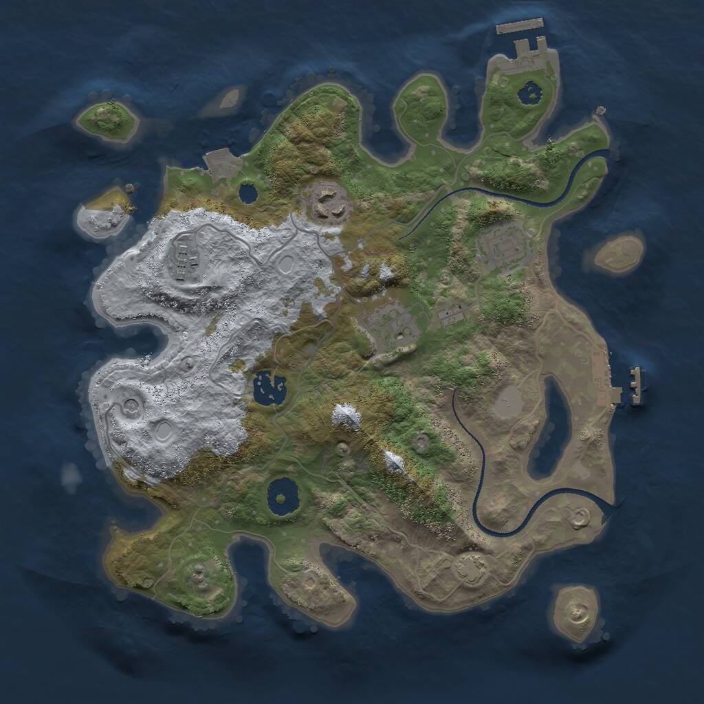 Rust Map: Procedural Map, Size: 3000, Seed: 23327, 10 Monuments