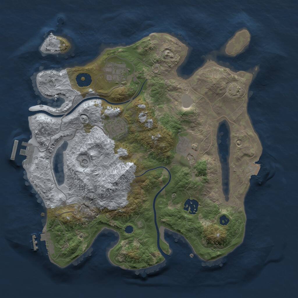 Rust Map: Procedural Map, Size: 3000, Seed: 1614932074, 9 Monuments