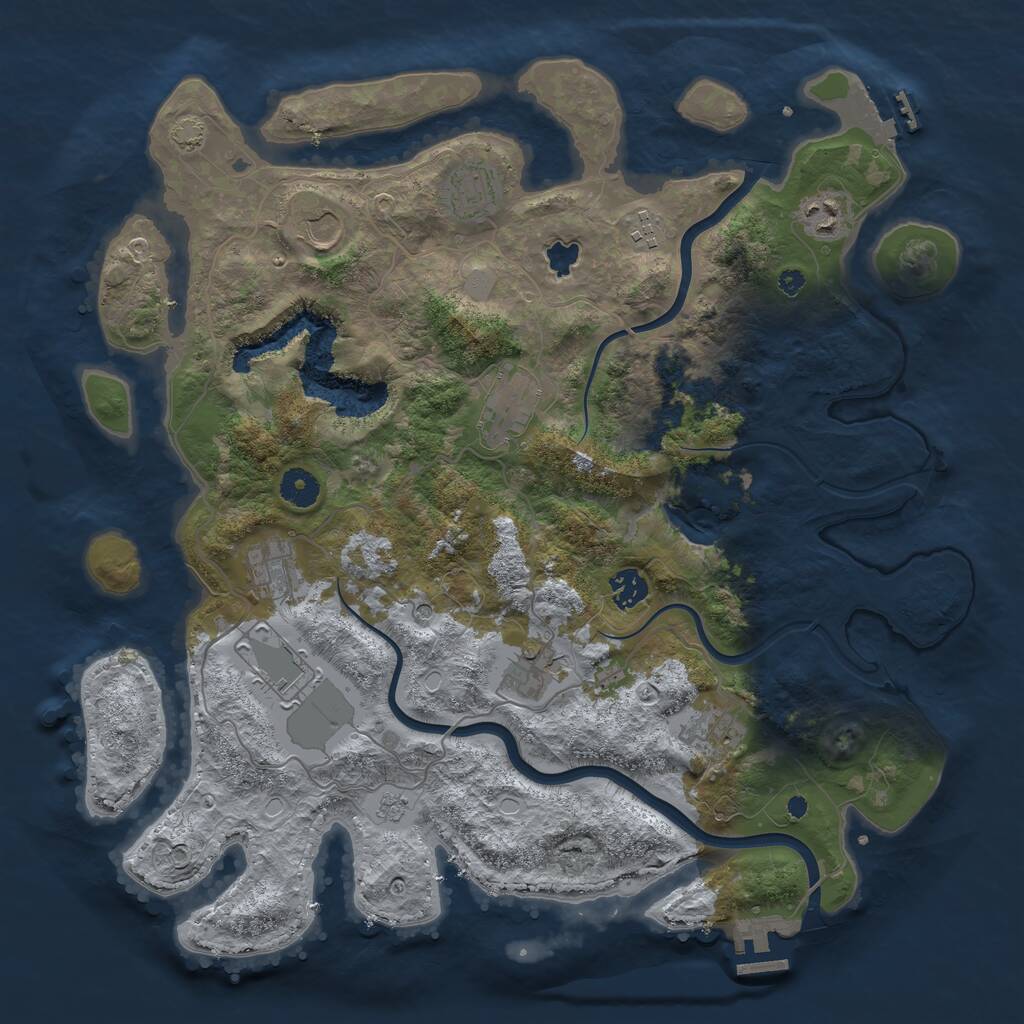 Rust Map: Procedural Map, Size: 4000, Seed: 349675, 16 Monuments