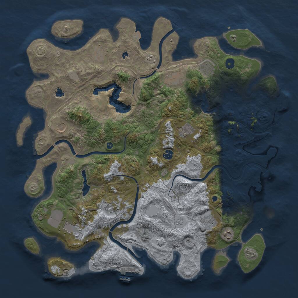 Rust Map: Procedural Map, Size: 4500, Seed: 4826, 17 Monuments