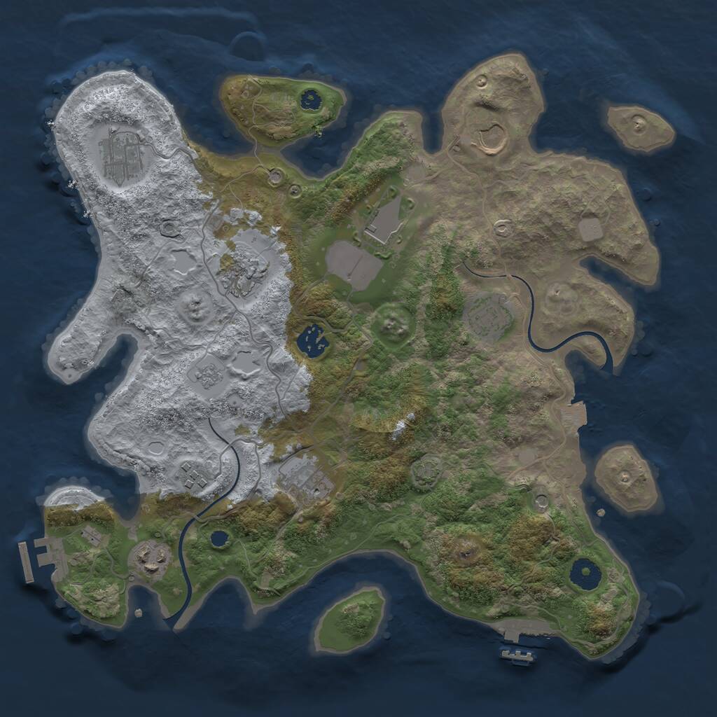 Rust Map: Procedural Map, Size: 3500, Seed: 1839474463, 15 Monuments