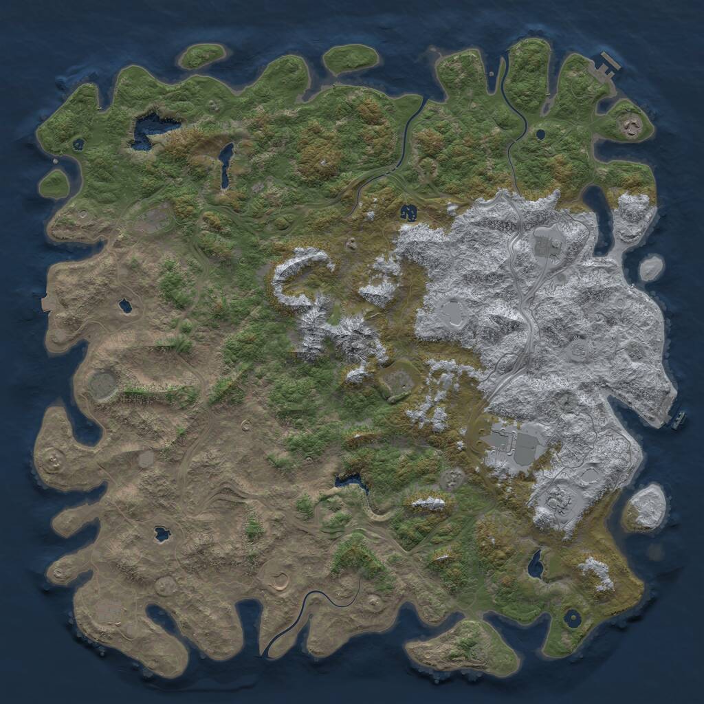 Rust Map: Procedural Map, Size: 6000, Seed: 1939827525, 17 Monuments