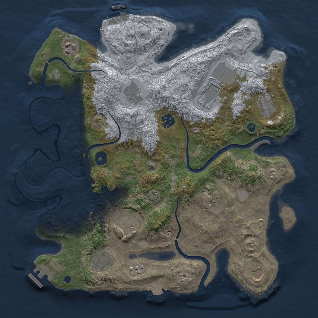 Rust Map: Procedural Map, Size: 3600, Seed: 1102671429, 16 Monuments