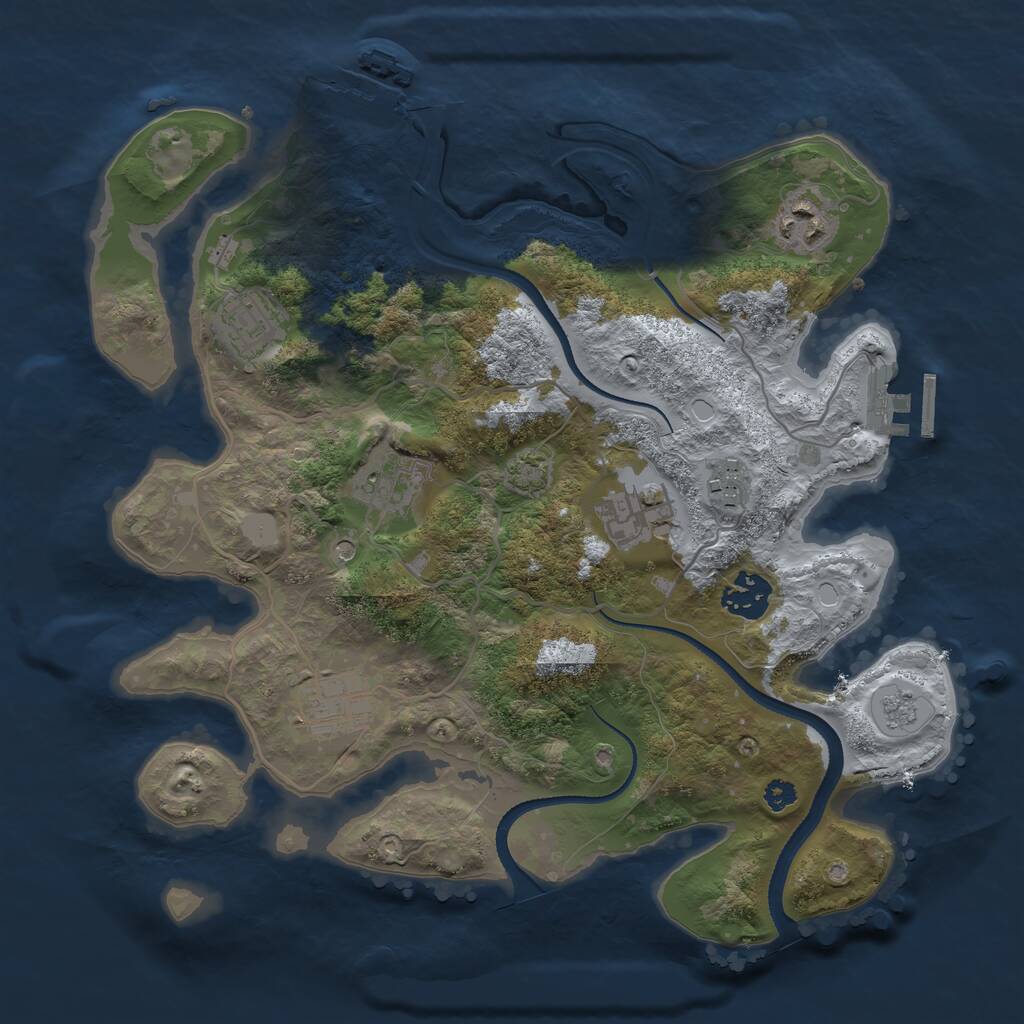 Rust Map: Procedural Map, Size: 3250, Seed: 683292344, 13 Monuments