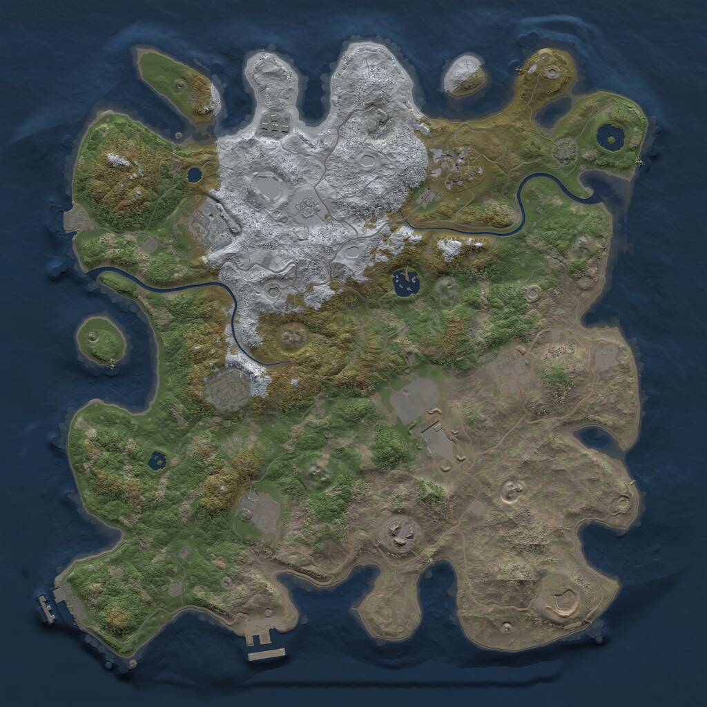 Rust Map: Procedural Map, Size: 3850, Seed: 34724331, 16 Monuments