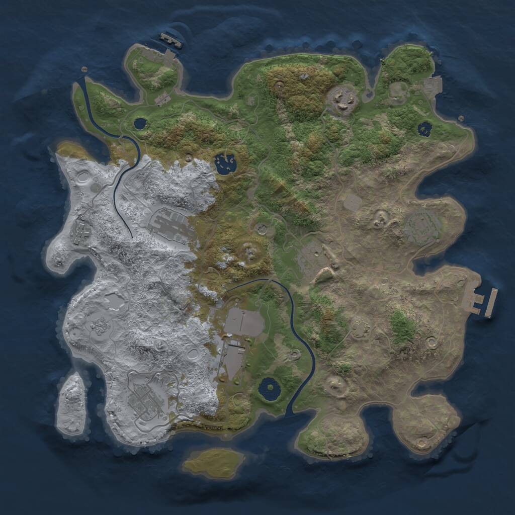 Rust Map: Procedural Map, Size: 3500, Seed: 183947446, 14 Monuments