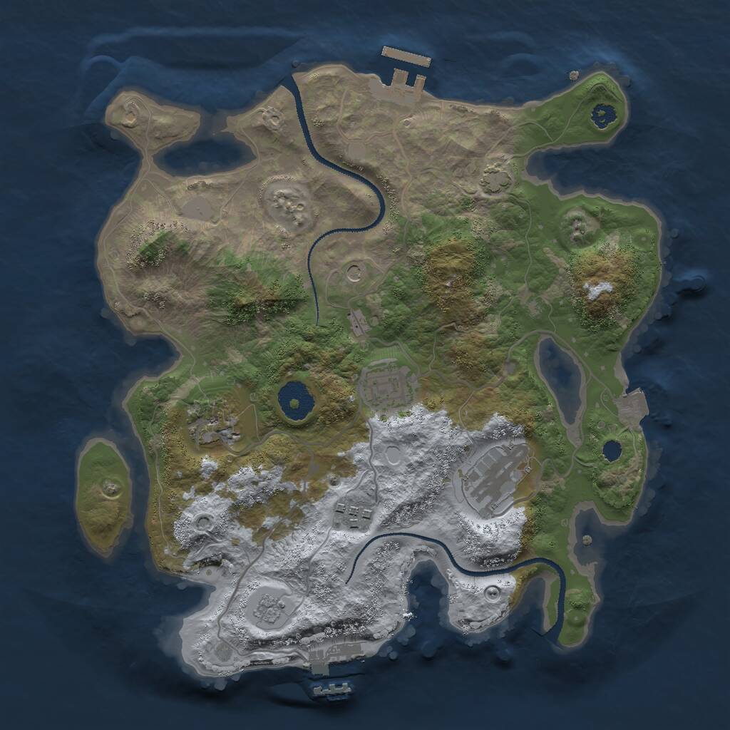 Rust Map: Procedural Map, Size: 3000, Seed: 769209392, 10 Monuments