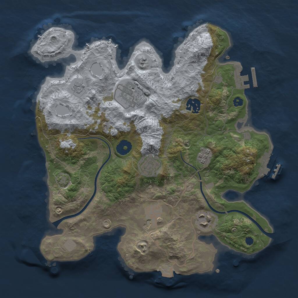 Rust Map: Procedural Map, Size: 3000, Seed: 642351608, 11 Monuments
