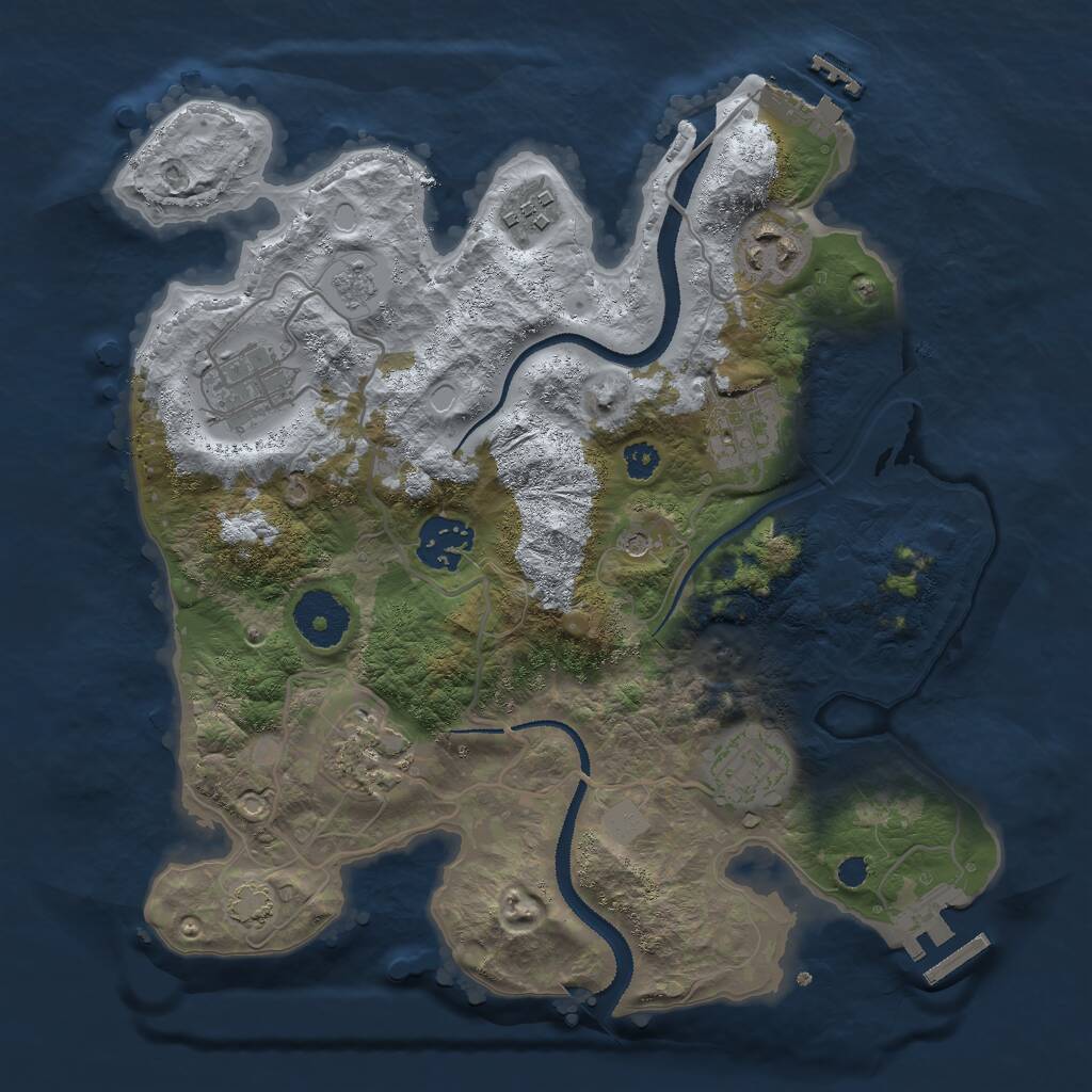 Rust Map: Procedural Map, Size: 3000, Seed: 642351608, 13 Monuments