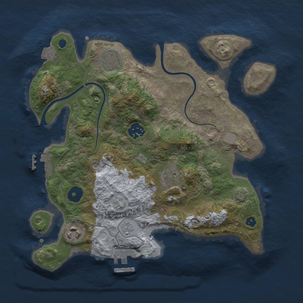 Rust Map: Procedural Map, Size: 3000, Seed: 729855504, 10 Monuments
