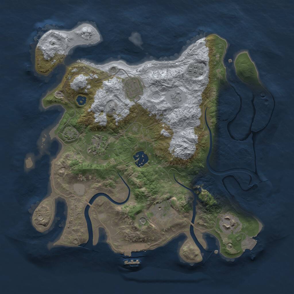 Rust Map: Procedural Map, Size: 3000, Seed: 378087589, 11 Monuments