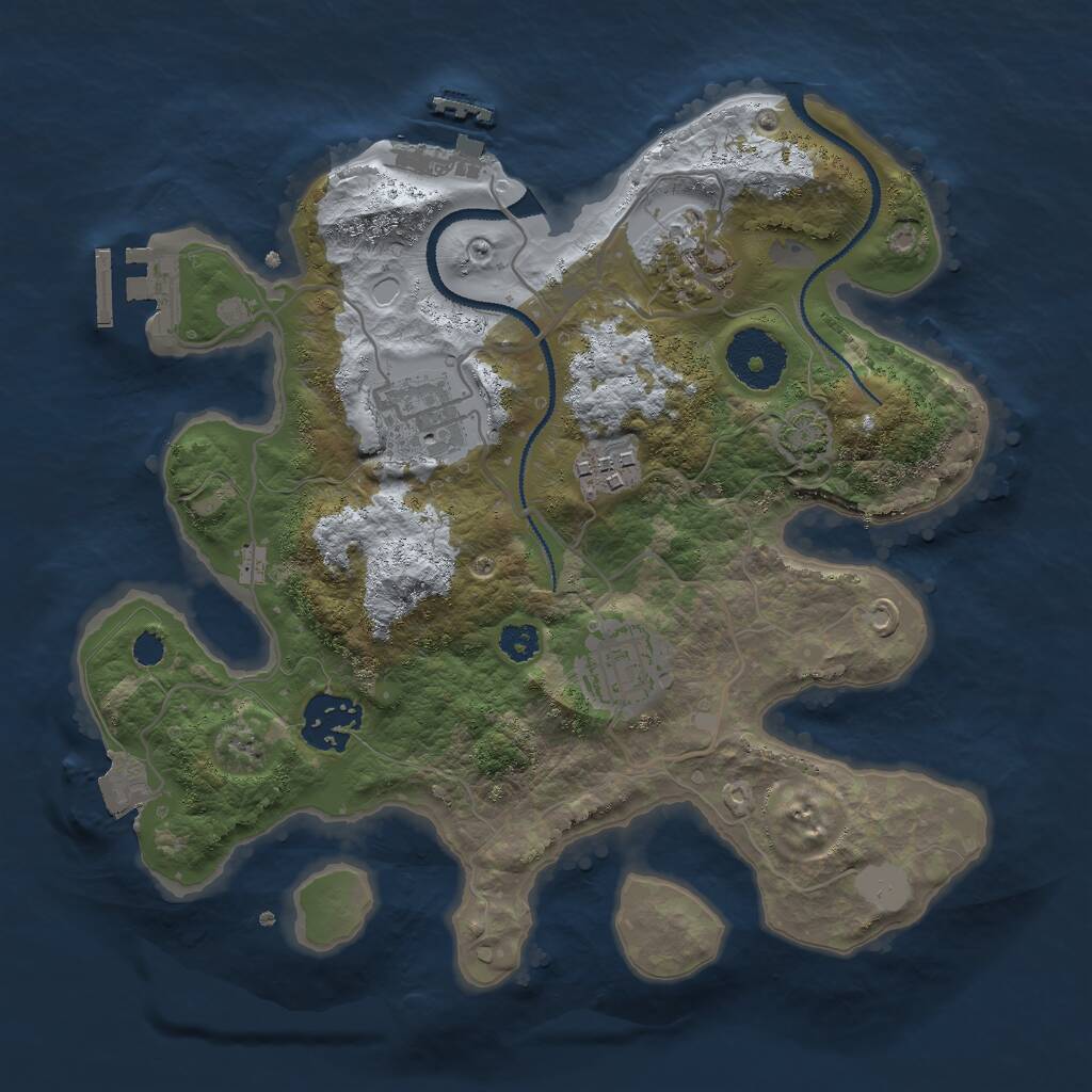 Rust Map: Procedural Map, Size: 2800, Seed: 1865763952, 9 Monuments
