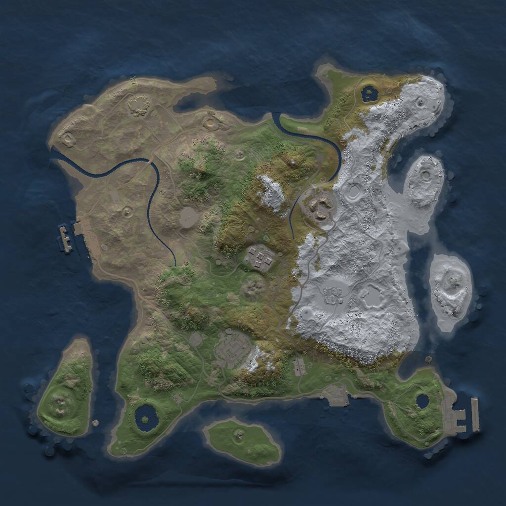 Rust Map: Procedural Map, Size: 3000, Seed: 65352, 8 Monuments