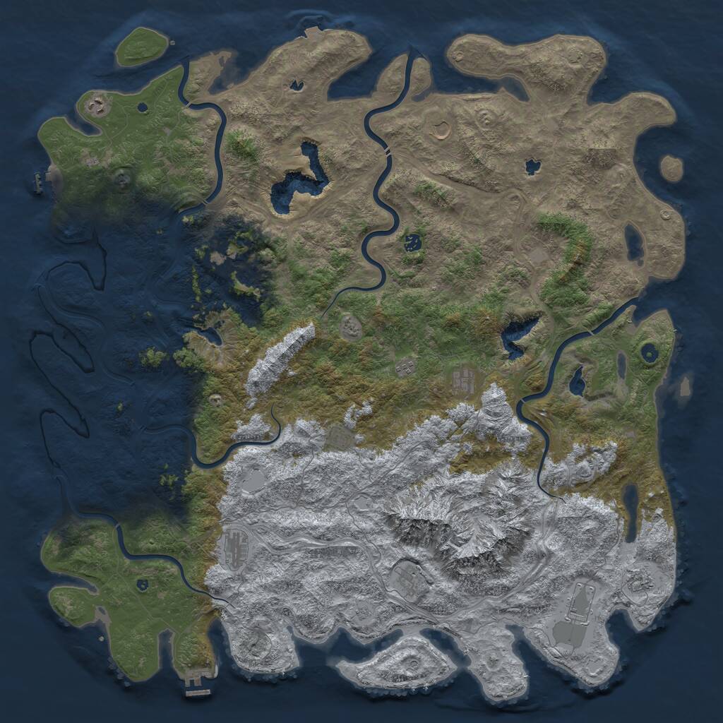Rust Map: Procedural Map, Size: 6000, Seed: 1370275629, 17 Monuments