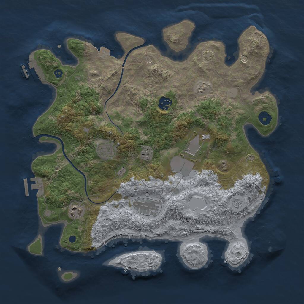 Rust Map: Procedural Map, Size: 3500, Seed: 1827977441, 12 Monuments