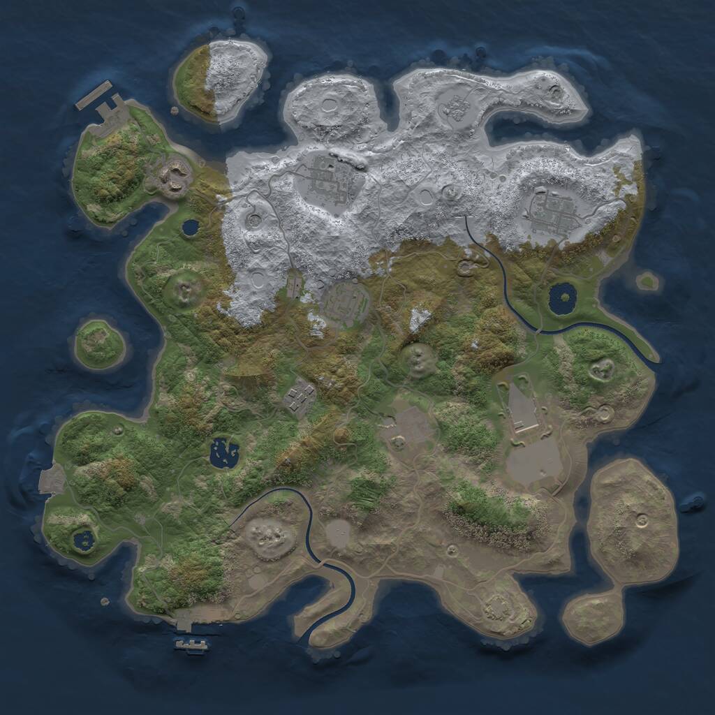 Rust Map: Procedural Map, Size: 3500, Seed: 2112445016, 14 Monuments