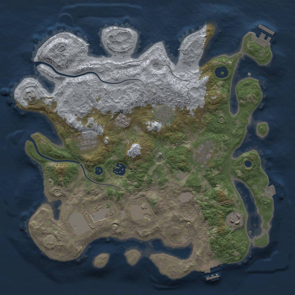 Rust Map: Procedural Map, Size: 3500, Seed: 3249592, 14 Monuments
