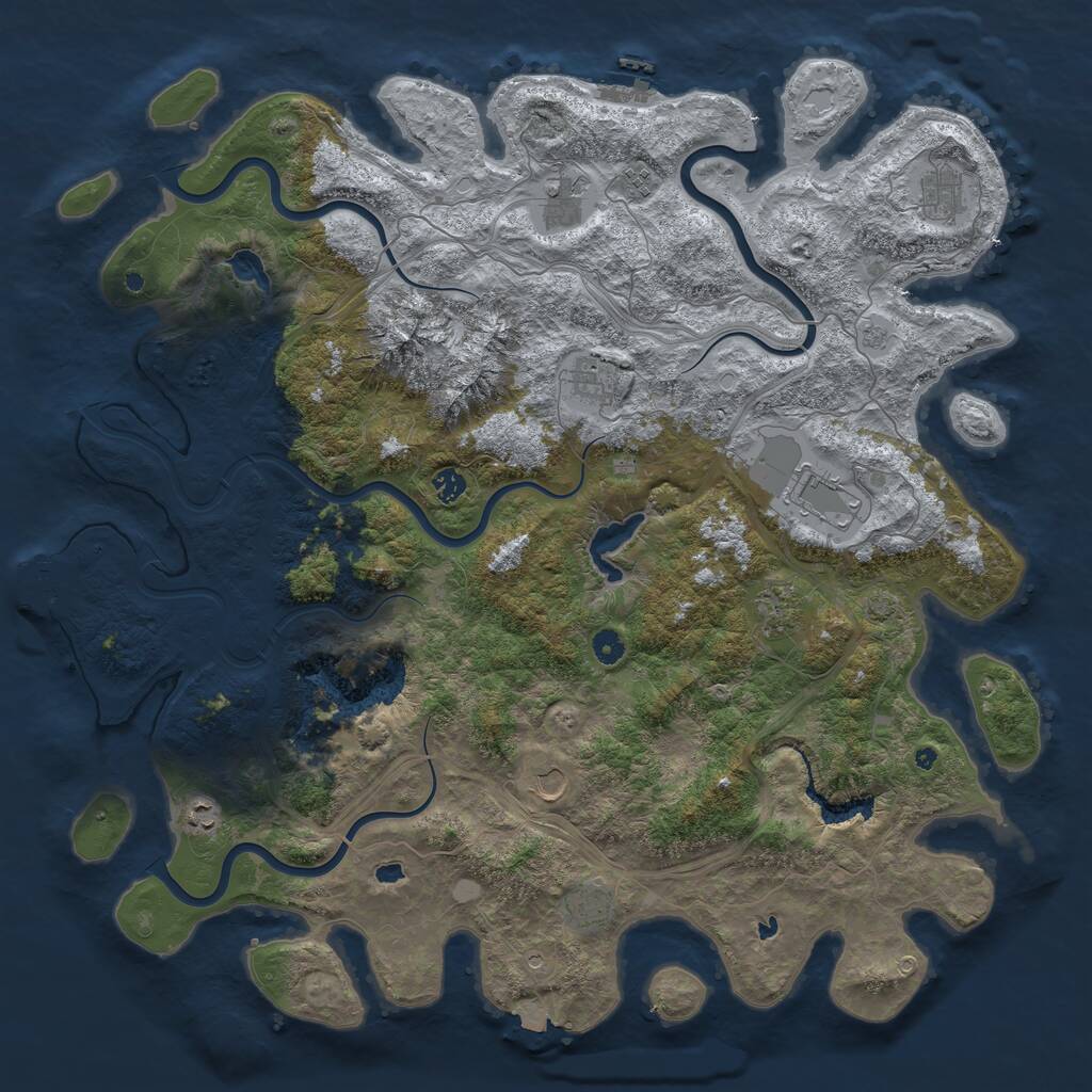 Rust Map: Procedural Map, Size: 5000, Seed: 472829, 16 Monuments