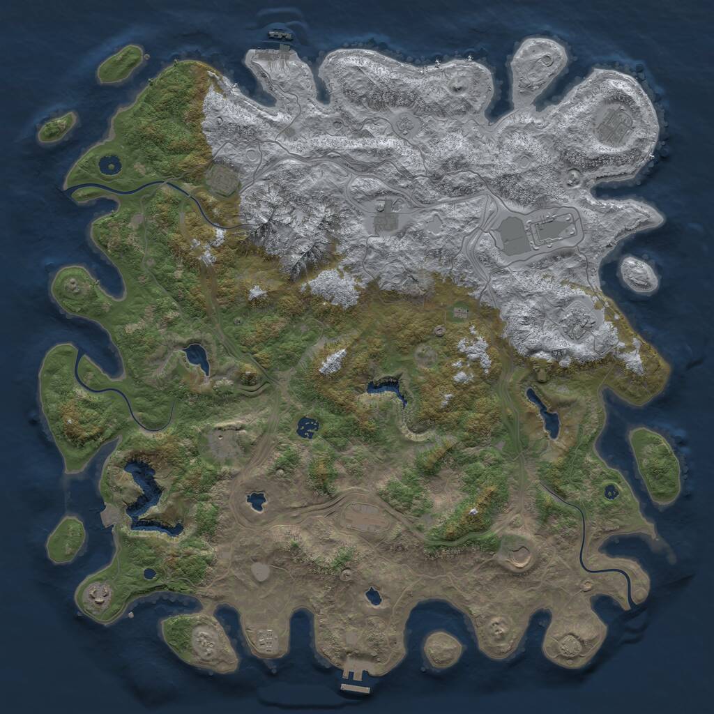 Rust Map: Procedural Map, Size: 5000, Seed: 472829, 17 Monuments