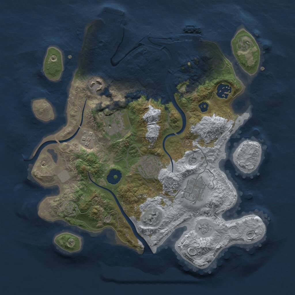 Rust Map: Procedural Map, Size: 3000, Seed: 2473958, 12 Monuments