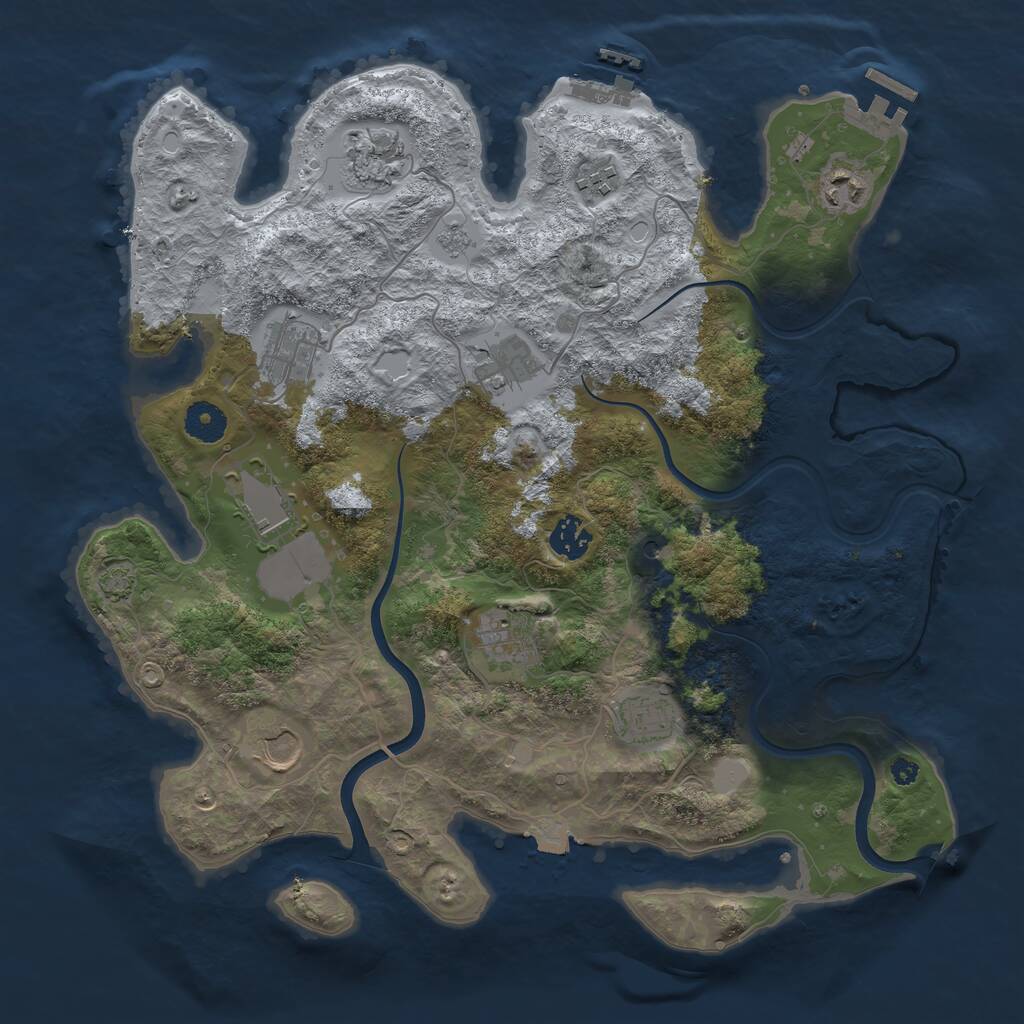 Rust Map: Procedural Map, Size: 3750, Seed: 50002, 16 Monuments