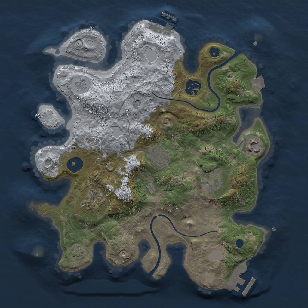 Rust Map: Procedural Map, Size: 3000, Seed: 44770886, 11 Monuments