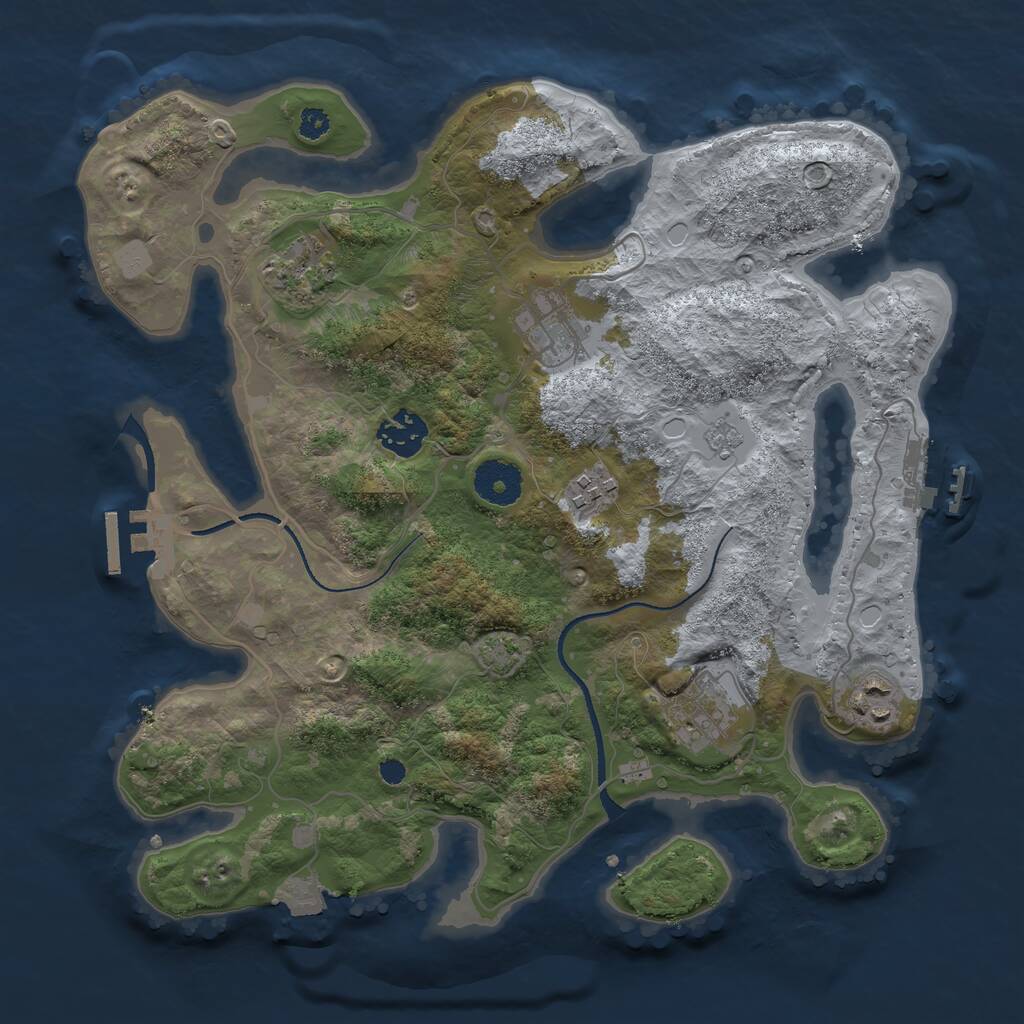Rust Map: Procedural Map, Size: 3300, Seed: 1017257473, 11 Monuments