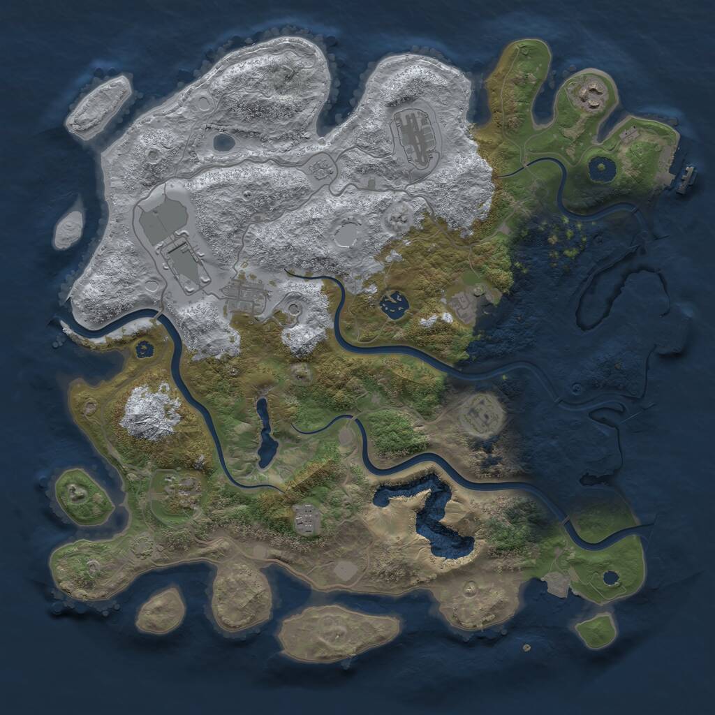 Rust Map: Procedural Map, Size: 4000, Seed: 69187, 15 Monuments