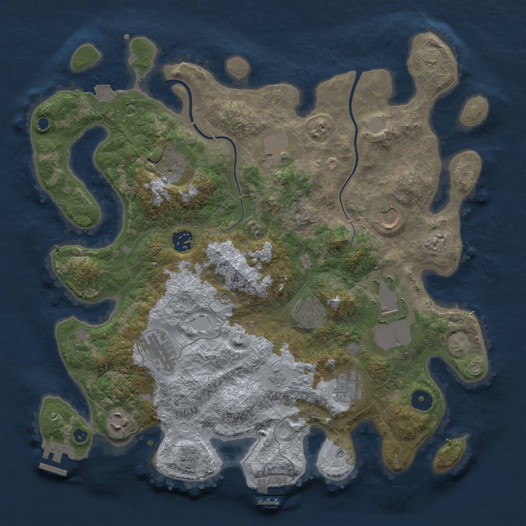 Rust Map: Procedural Map, Size: 3800, Seed: 129556, 16 Monuments