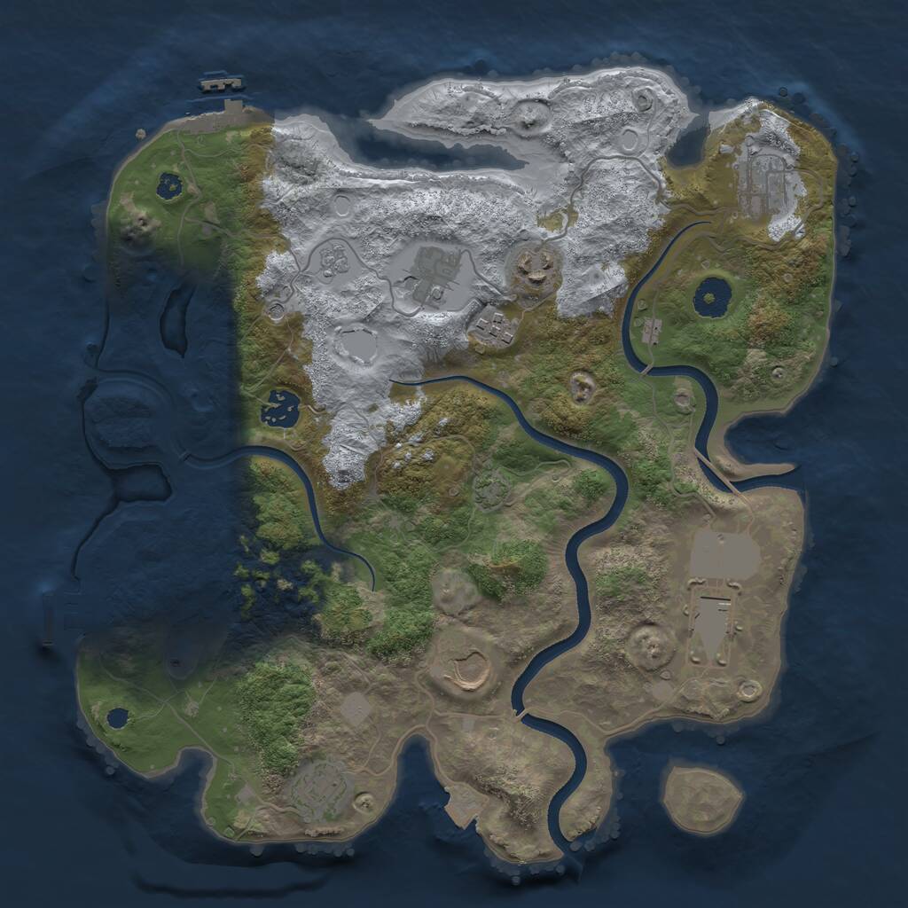 Rust Map: Procedural Map, Size: 3500, Seed: 1449743632, 14 Monuments