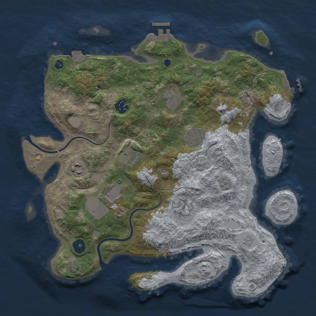 Rust Map: Procedural Map, Size: 3600, Seed: 12503, 14 Monuments