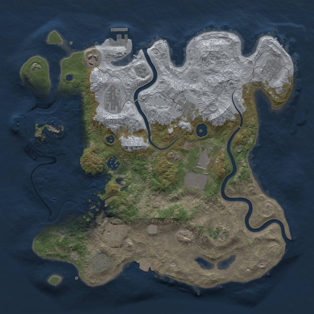 Rust Map: Procedural Map, Size: 3750, Seed: 1783329813, 16 Monuments
