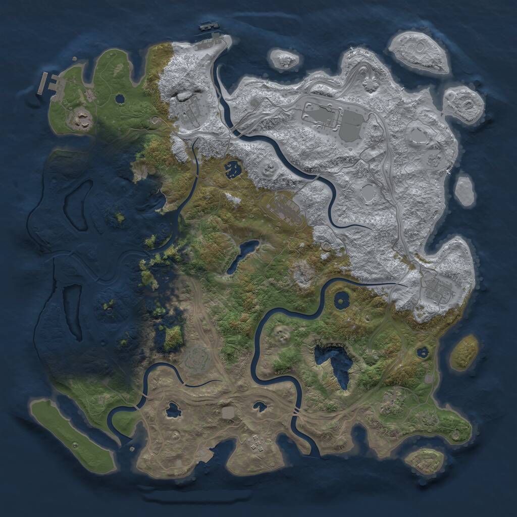 Rust Map: Procedural Map, Size: 4500, Seed: 1142519173, 16 Monuments