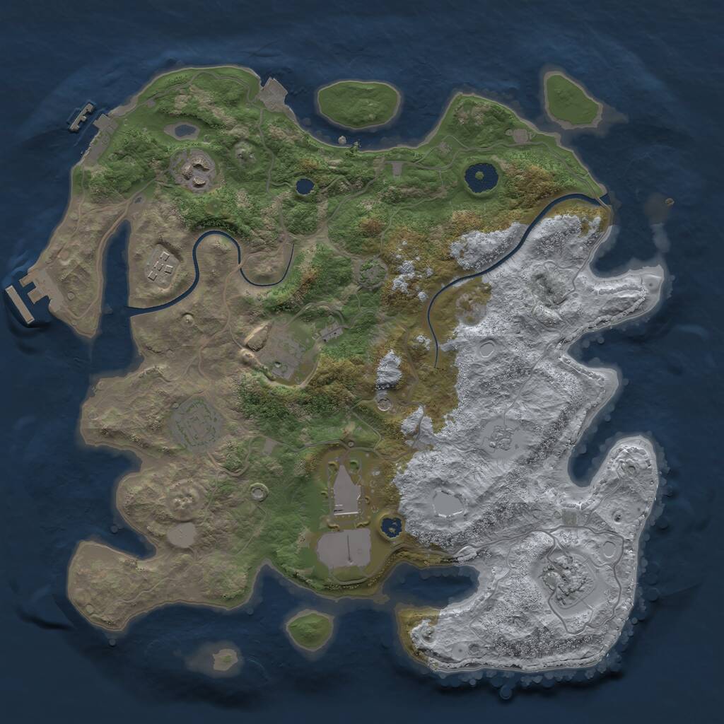 Rust Map: Procedural Map, Size: 3500, Seed: 1204565491, 12 Monuments