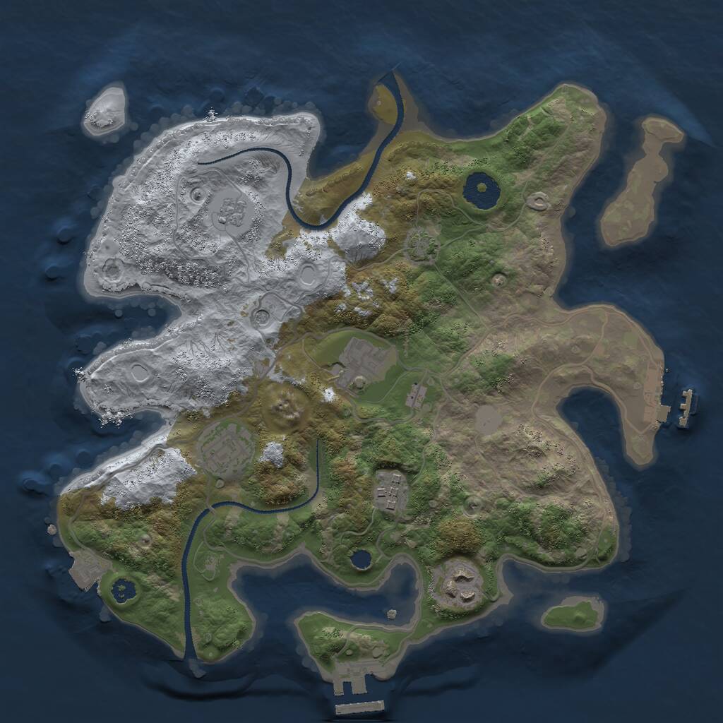 Rust Map: Procedural Map, Size: 3000, Seed: 1393558476, 10 Monuments